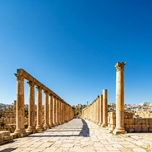 Ancient Roman columns in Jerash, Jordan